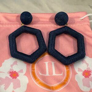 NWOT Lisi Lerch Elliot Silk Wrapped Earrings Navy Blue
